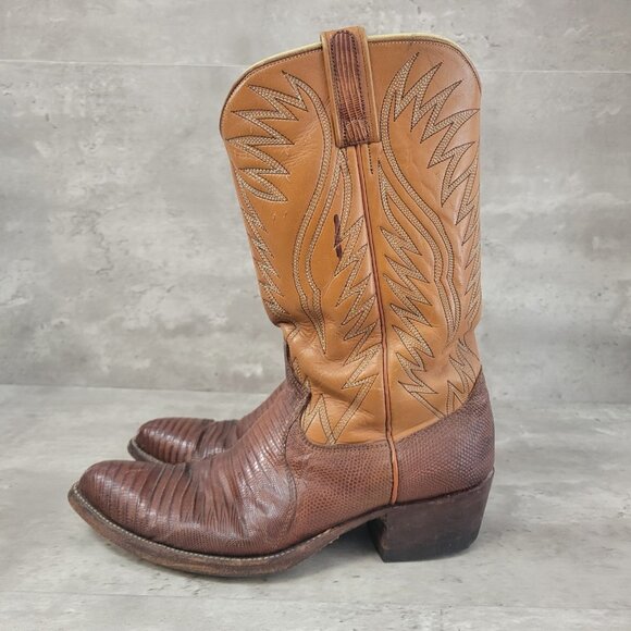 Dan Post Genuine Snake Skin Western Cowboy Boots Mens Size 9 - Picture 1 of 14